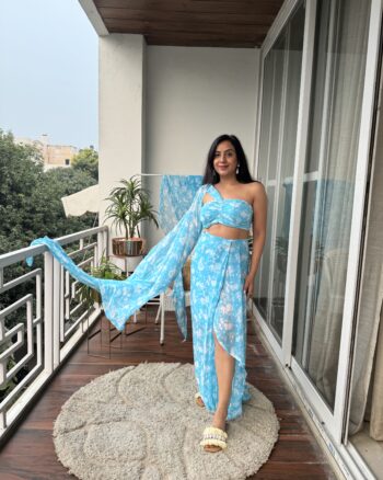 Aqua Bloom Drape set