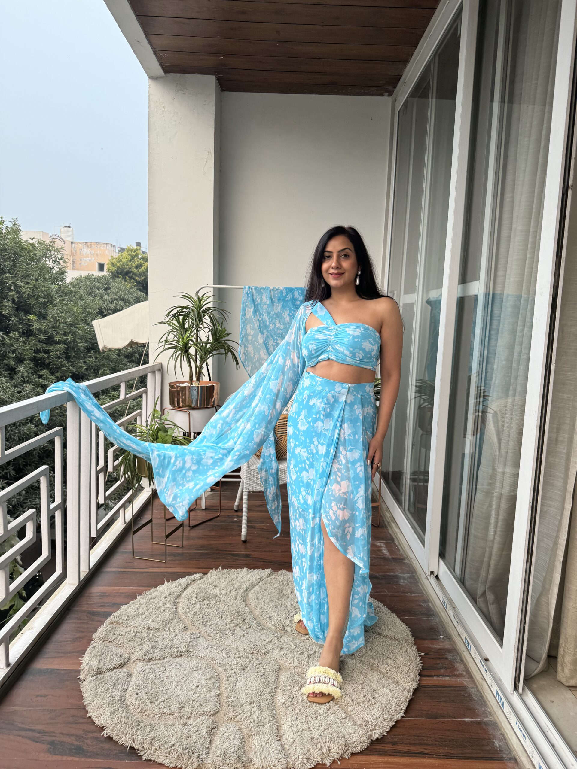 Aqua Bloom Drape set