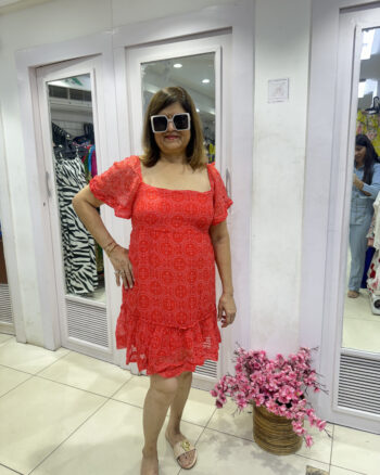 Red big size vacation dress