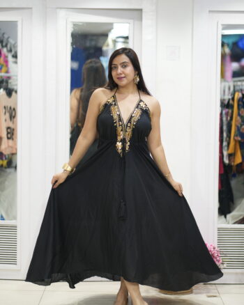 Black backless dress